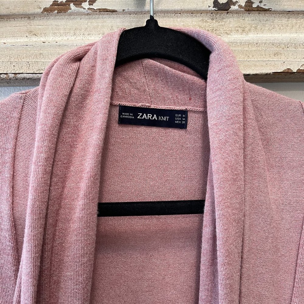Zara Draped Neck Cardigan Light Pink Blush